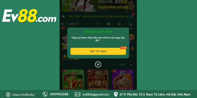 Thông báo đăng ký thành công