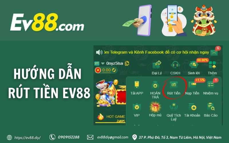 Hướng dẫn rút tiền ev88
